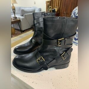 Black Leather Moto Boots